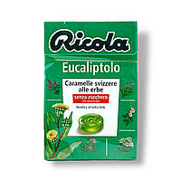 Леденцы швейцарские без сахара RICOLA эвкалипт Eucaliptolo Senza Zucchero 50г