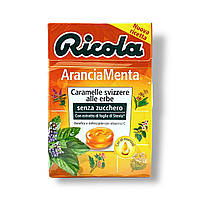 Леденцы швейцарские без сахара RICOLA апельсин и мята Arancia Menta Senza Zucher 50г