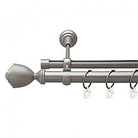 Каниз для штор металевий подвійний Сатін-нікель 25-19 мм Палаццо 300см