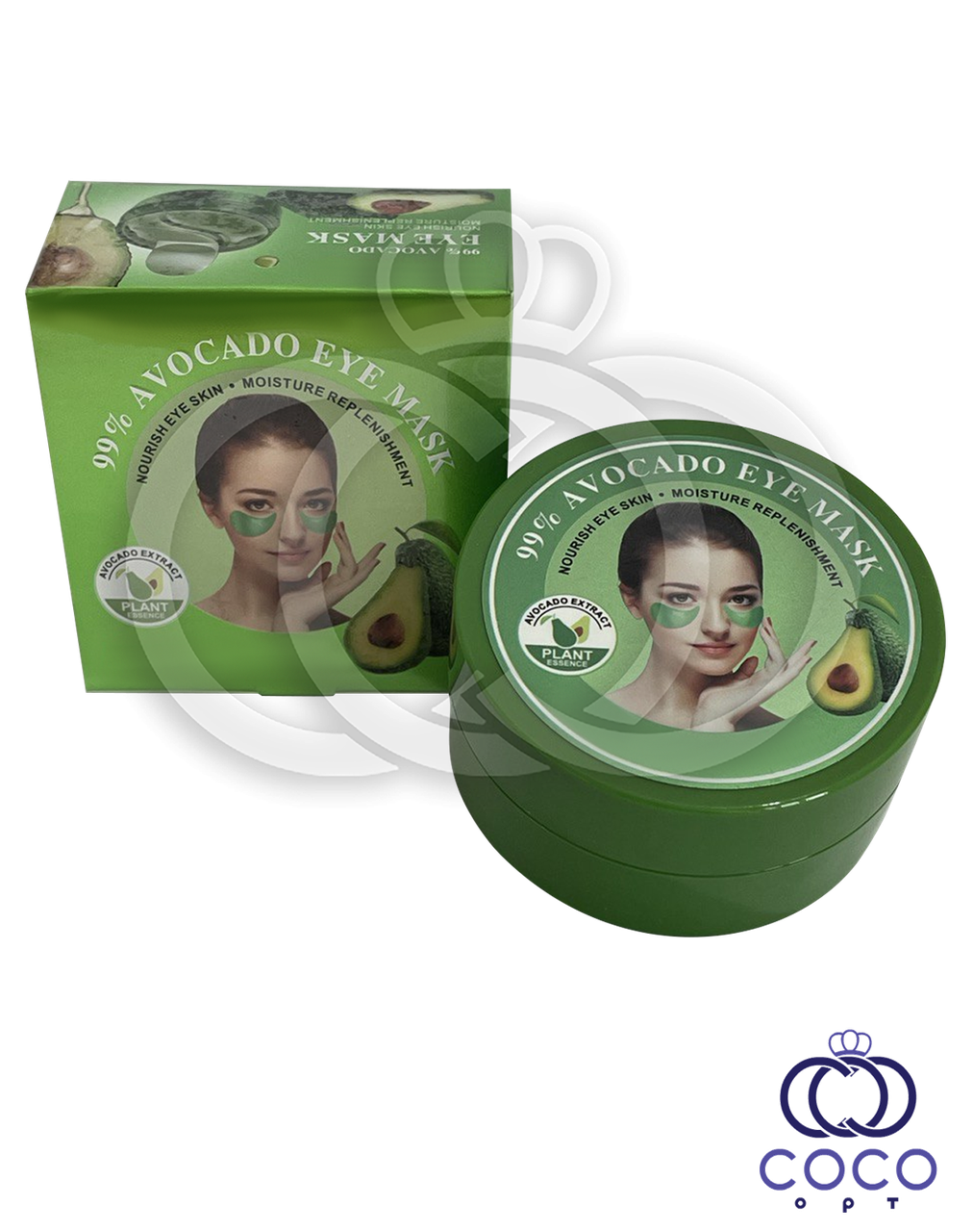 Патчі для очей 99% Avocado Eye Mask з екстрактом авокадо (60 штук, 30 пар)