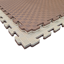 Мати татамі пазли EVA 100х100х2см, покриття для дитячої ігрової зони, спортзалу, садочка, школи  Бежевий / Коричневий