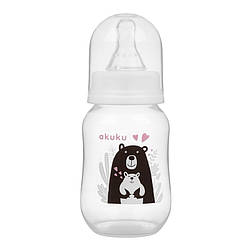 Пляшечка для годування Akuku A0004, чорний ведмедик, 125 мл