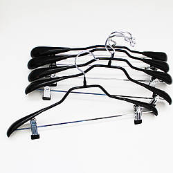 Плічка вішалки тремпелі металеві силіконові з прищіпками для костюмів, спідниць, брюк, 43 см