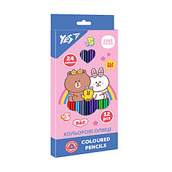 Олівці кольорові YES 12/24 кол Line Friends