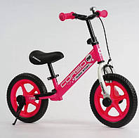 Велосипед беговел, детский велобег для малышей CORSO SPRINT, беговел с тормозами для самых маленьких розовый