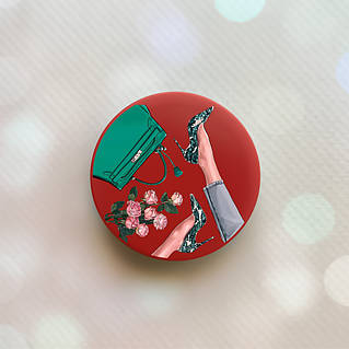 Тримач для смартфона / планшета попсокет Popsocket Червоний :: Туфельки і квіти (принт 225)