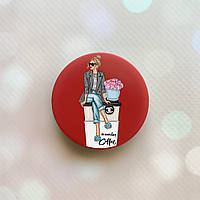 Держатель для смартфона / планшета попсокет Popsocket Красный :: Девушка на кофе (принт 228)