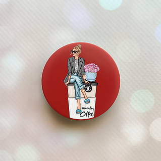 Тримач для смартфона / планшета попсокет Popsocket Червоний :: Дівчина на каві (принт 228)