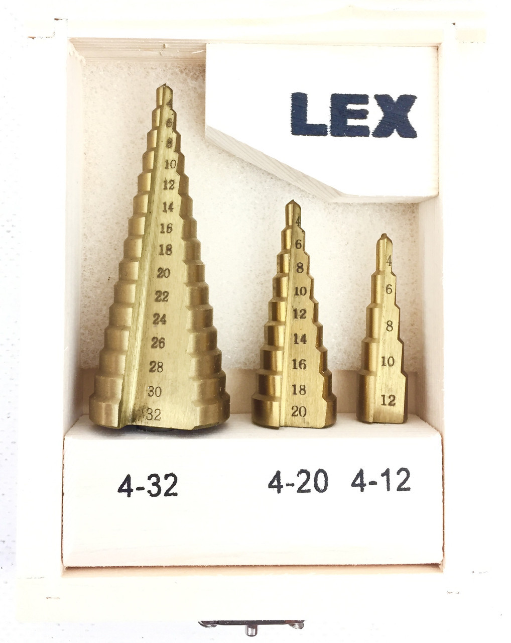 Набір із 3 ступінчастих свердел LEX від 4 до 32 мм