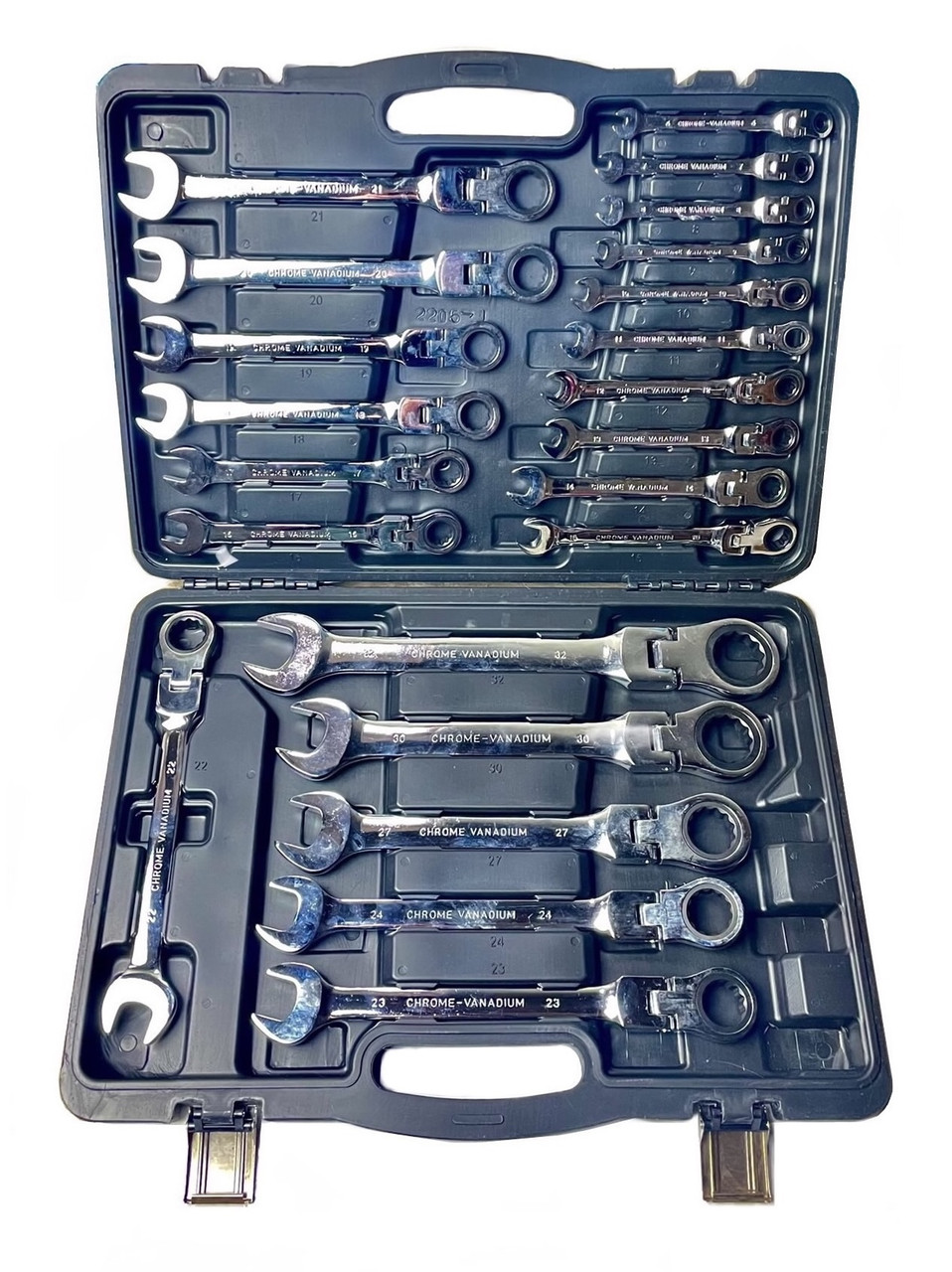 Професійний набір ріжково-накидних ключів із тріскачкою Silver 22 шт. (6-32)