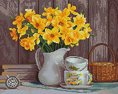 Алмазна мозаїка Натюрморт нарцисів Brushme DBS1010 (40 x 50 см) на підрамнику