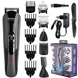Чоловічий триммер 11в1 Kemei KM 600 / Універсальна машинка для стрижки волосся / Бритва-триммер акумуляторний