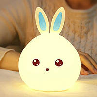 Детский ночник Зайчик 7 режимов LED Rabbit Soft Touch / Светильник настольный силиконовый