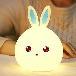 Дитячий нічник Зайчик 7 режимів LED Rabbit Soft Touch / Світильник настільний силіконовий