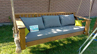 Садова гойдалки дерев'яна, підвісний диван -гойдалка з перголой з дерева