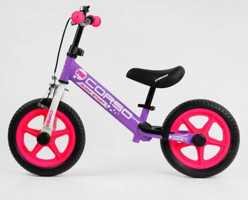 Детский беговел-велосипед, велобалансир и беговел от 1 года, детский двухколесный велобег фиолетовый CORSO - фото 3 - id-p1855541701