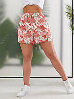 Летние шорты свободного кроя с высокой посадкой на талии Ткань: штапель Размеры: 48-50,52-54,56-58