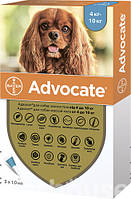 Капли противопаразитарные Адвокат Bayer для собак массой 4 - 10 кг, 3 пипетки х 1 мл
