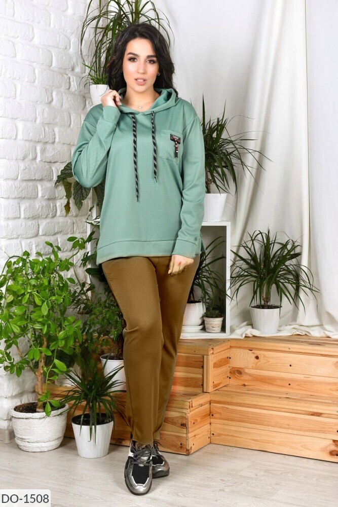 Комфортний жіночий костюм двійка, тканина "Трикотаж+Кукурудзка" 52 розмір