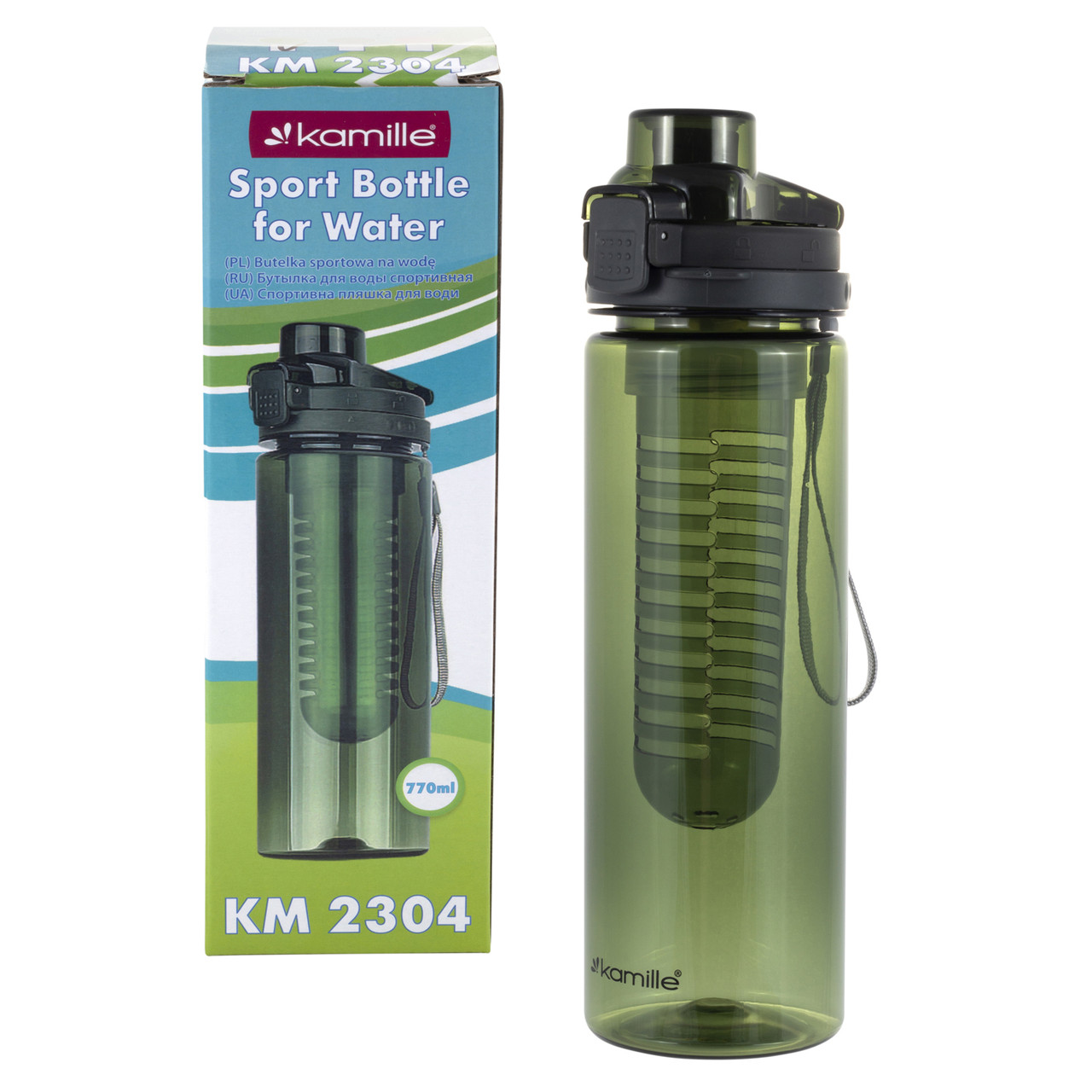 Спортивная бутылка для воды Kamille Зеленый 750мл из пластика KM-2304 "Lv" - фото 1 - id-p1855557807
