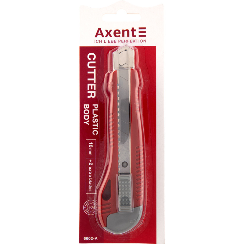 Ніж канцелярський 18 мм +2 запасних леза, Axent 6602-A, фото 1