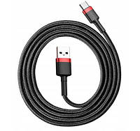 Кабель Baseus Cafule USB to Type-C 3A 1m (CATKLF-B91) красно-черный