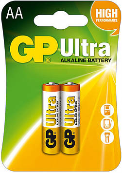 Батарейка GP ULTRA ALKALINE 1.5V лужна, LR6, AA (блістер 2 шт.)