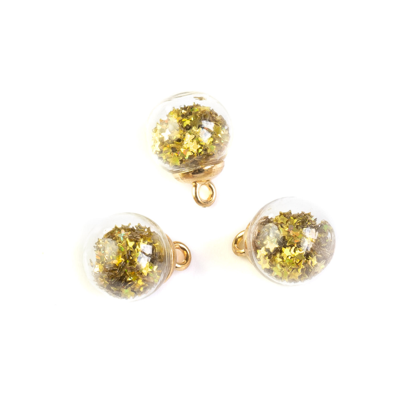 Склянна кулька підвіска золота 1шт 22*16мм STK004, фото 1