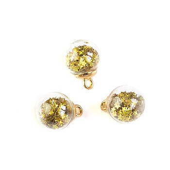 Склянна кулька підвіска золота 1шт 22*16мм STK004