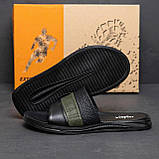 Літні чоловічі шкіряні шльопанці Jordan чорні спортивні з натуральної шкіри на літо взуття *J2/3х літо*, фото 3