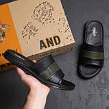 Літні чоловічі шкіряні шльопанці Jordan чорні спортивні з натуральної шкіри на літо взуття *J2/3х літо*, фото 4
