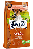 Сухой корм для собак мелких пород Happy Dog Sensible Mini Toscana с уткой и лососем 4 кг