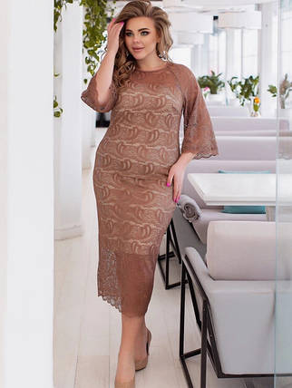 Лаконічна жіноча сукня, тканина "Гіпюр + Бавовна-стрейч" 48, 52, 54, 56, 58, 60 розмір 48, фото 2