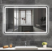 Вологостійке дзеркало у ванну зі світлодіодним Led підсвічуванням Преміум Комплектація  60*40 см.