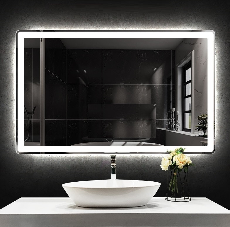 Дзеркало для ванної кімнати з підсвічуванням настінне красиве Преміум Комплектація Комбінована  60*40 см.