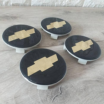 Ковпачки заглушки на диски Chevrolet 4 шт./1уп Діаметр 75/72 мм Чорний (KG-8705)