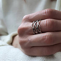 Кольцо серебряное женское колечко без камней Широкое 20 размер черненое серебро 925 пробы 1707 3.28г