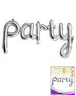 Фольгований напис Party срібний 112х44см Китай уп