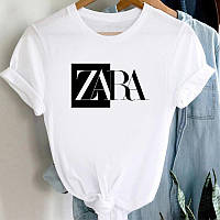Женская футболка ZARA. Стильная футболка ЗАРА. Печать на футболках. Логотип на футболке