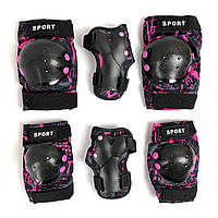 Захист для роликів дівчинки рожевий, дитячий захист для велосипеда зап'ястя наколінники налокітники С 44544 TK Sport
