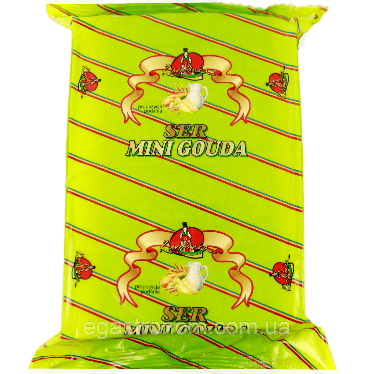 Сир гауда міні (зелена) Млекпол Mlekpol gauda mini 1kg 15шт/ящ (Код: 00-00001268)