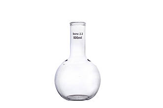 Колба плоскодонна без шліфа 500 мл, д.30, Boro 3.3