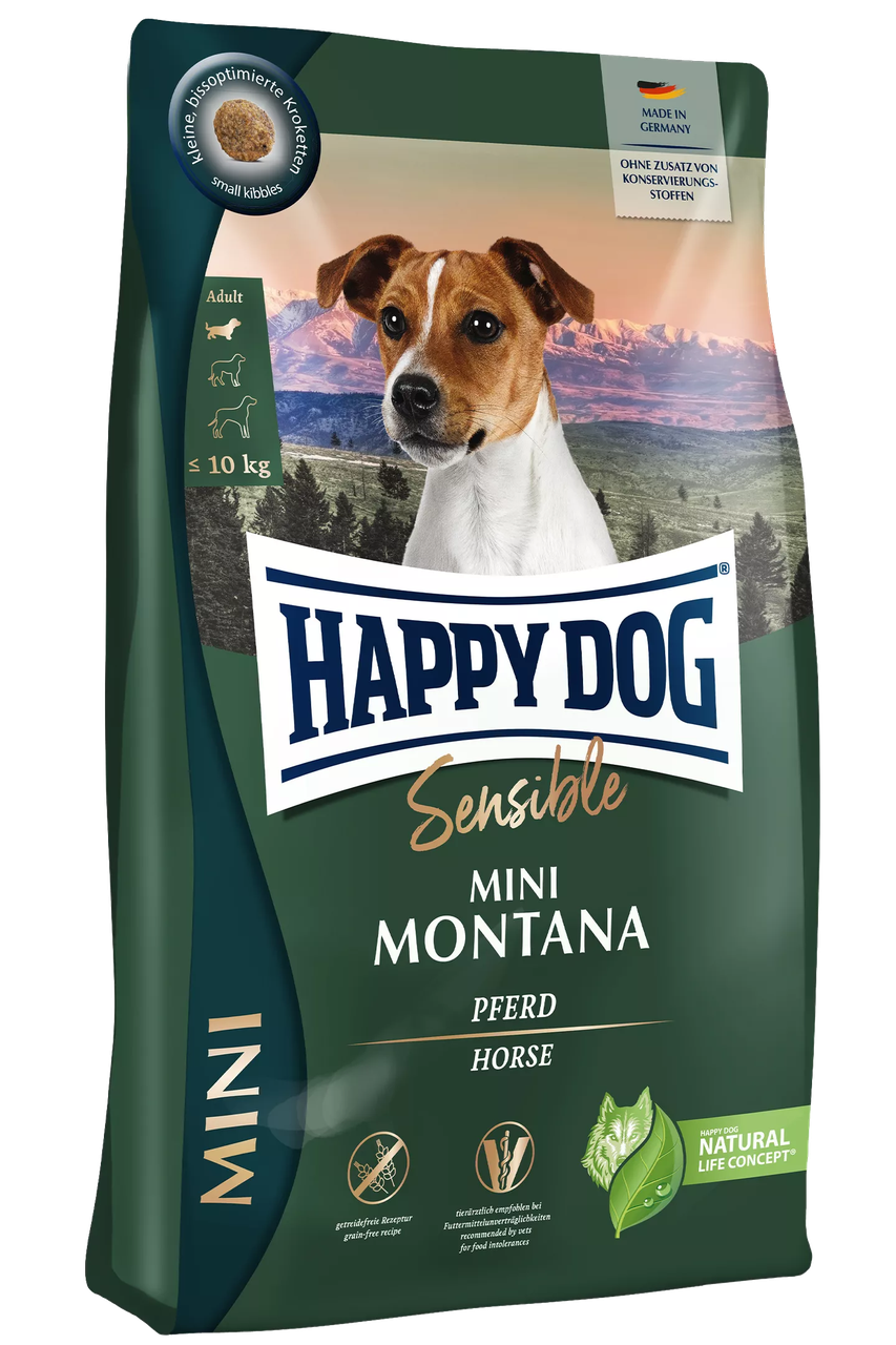 Сухий беззерновий корм для собак малих порід із чутливим травленням Happy Dog Sensible Mini Montana 4 кг