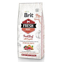 Brit Fresh сухий повнораціонний корм для цуценят великих порід зі свіжою яловичиною і гарбузом 12кг