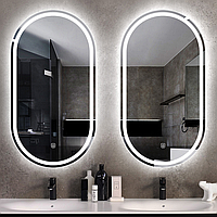 Овальне дзеркало 40*80 см з Led підсвічуванням для ванної. Дзеркало з переднім світлодіодним Лед підсвічуванням! Акція!