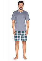 Пижама мужская шорты хлопок Regina 437 серо-зеленый M