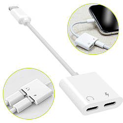 Адаптер Lightning M на Lightning 2F, J-008 / Перехідник на навушники айфон для музики із зарядкою