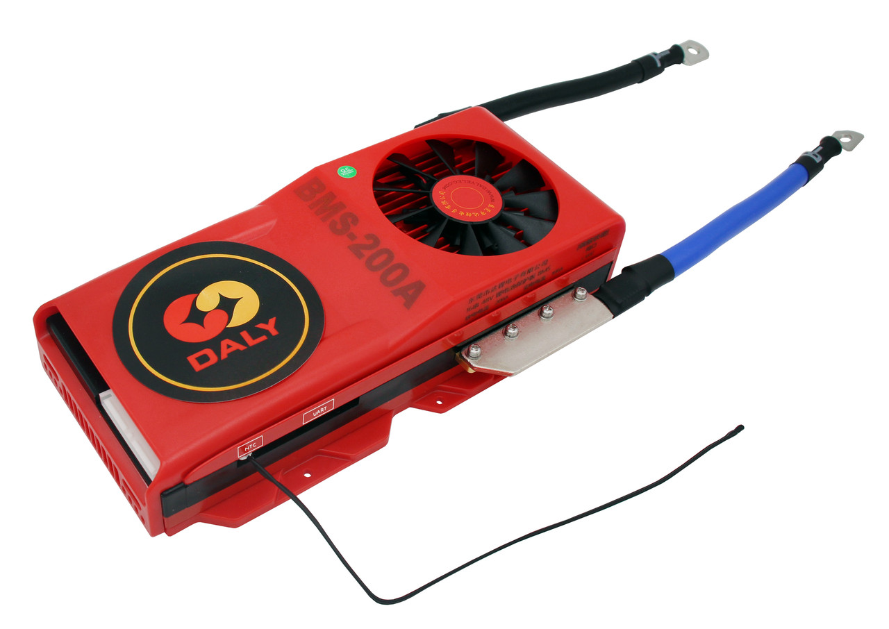 BMS smart плата LiFePO4 48V 16S 200A  для літій-залізо-фосфатних акумуляторів симетрия з Bluetooth+вентилятор