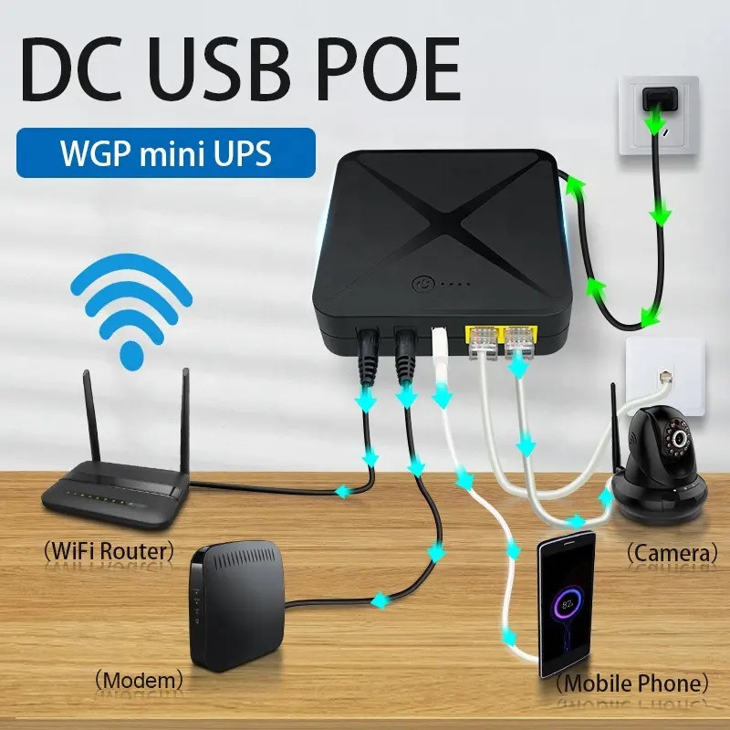 мини УПС для роутера 5/9/12в POE 24V черный - применение