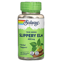 Скользкий вяз, Solaray, 100 капсул, 400 мг, для пищеварения, Slippery Elm, Solaray